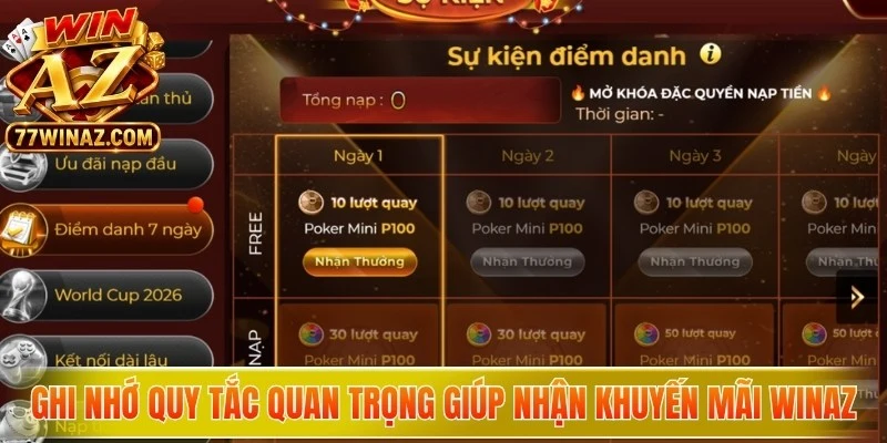 Ghi nhớ các quy tắc quan trọng giúp nhận khuyến mãi WinAZ
